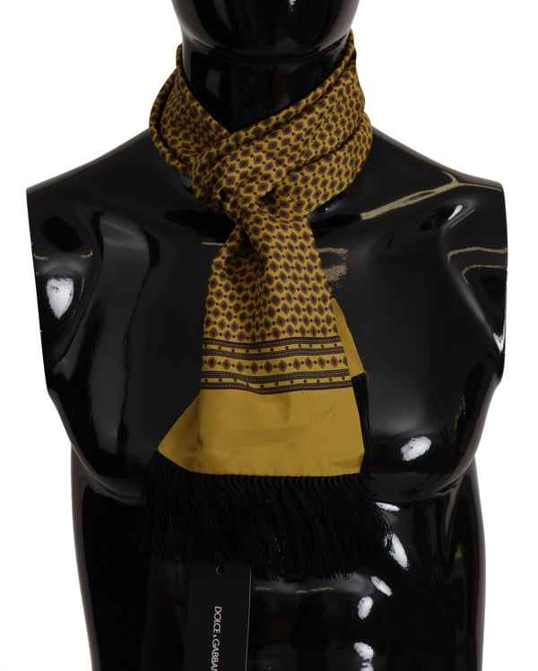 Elegant Yellow Silk Men's Scarf Dolce & Gabbana