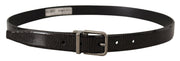 Elegant Black Leather Belt with Silver Buckle Dolce & Gabbana