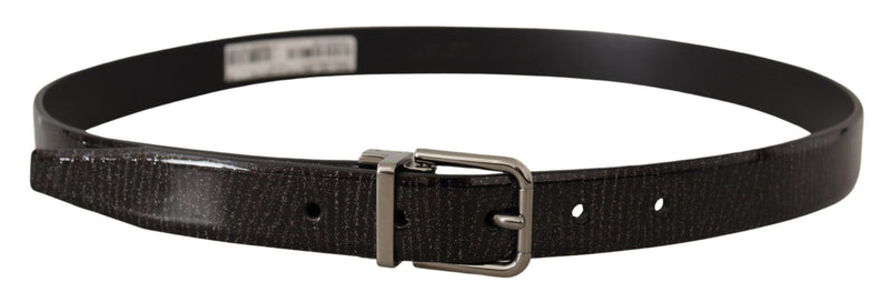 Elegant Black Leather Belt with Silver Buckle Dolce & Gabbana