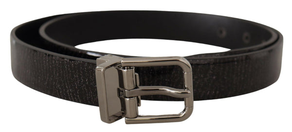 Elegant Black Leather Belt with Silver Buckle Dolce & Gabbana