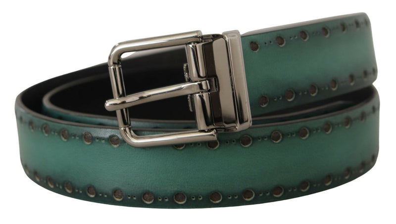 Elegant Leather Belt with Silver Tone Buckle Dolce & Gabbana