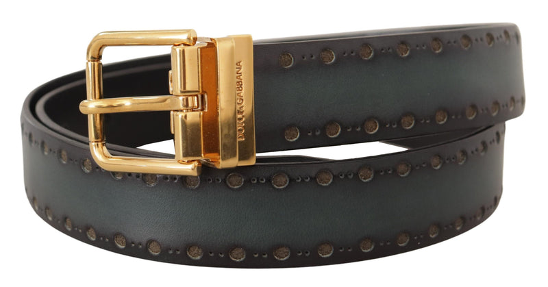 Emerald Elegance Leather Belt Dolce & Gabbana