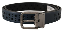 Elegant Navy Blue Leather Belt Dolce & Gabbana