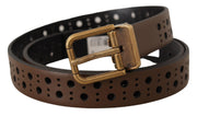 Elegant Brown Leather Belt with Golden Buckle Dolce & Gabbana