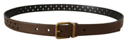 Elegant Brown Leather Belt with Golden Buckle Dolce & Gabbana