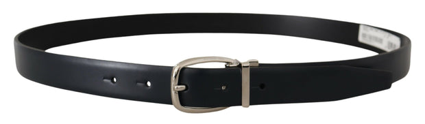 Elegant Black Leather Belt with Silver Buckle Dolce & Gabbana