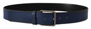 Elegant Blue Leather Belt with Silver Buckle Dolce & Gabbana