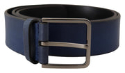 Elegant Blue Leather Belt with Silver Buckle Dolce & Gabbana