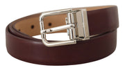 Elegant Leather Belt with Silver Tone Buckle Dolce & Gabbana