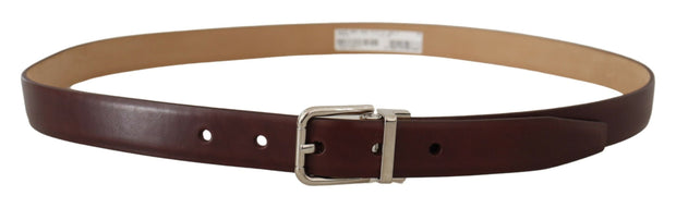 Elegant Leather Belt with Silver Tone Buckle Dolce & Gabbana