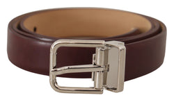 Elegant Leather Belt with Silver Tone Buckle Dolce & Gabbana