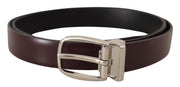 Elegant Leather Belt with Silver Metal Buckle Dolce & Gabbana