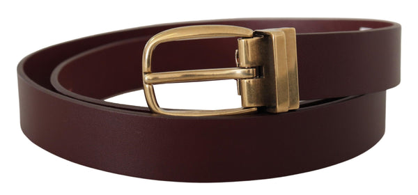 Elegant Brown Leather Belt with Gold Buckle Dolce & Gabbana