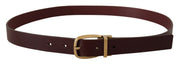 Elegant Brown Leather Belt with Gold Buckle Dolce & Gabbana