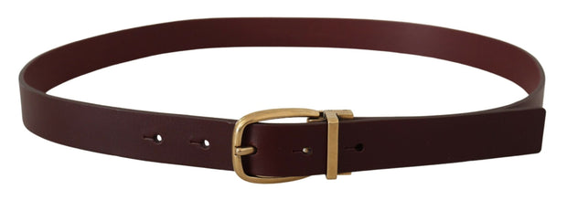 Elegant Brown Leather Belt with Gold Buckle Dolce & Gabbana