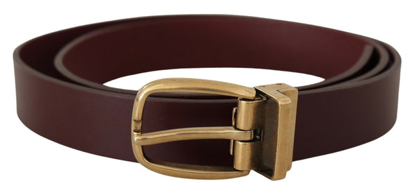 Elegant Brown Leather Belt with Gold Buckle Dolce & Gabbana