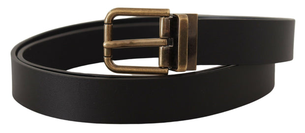 Elegant Black Leather Belt with Vintage Buckle Dolce & Gabbana