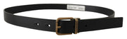 Elegant Black Leather Belt with Vintage Buckle Dolce & Gabbana