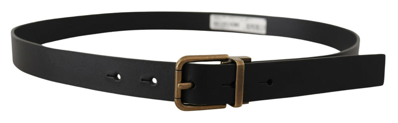 Elegant Black Leather Belt with Vintage Buckle Dolce & Gabbana