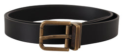 Elegant Black Leather Belt with Vintage Buckle Dolce & Gabbana