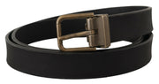 Elegant Black Leather Belt with Vintage Metal Buckle Dolce & Gabbana