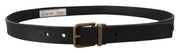 Elegant Black Leather Belt with Vintage Metal Buckle Dolce & Gabbana