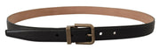 Elegant Black Leather Belt with Vintage Metal Buckle Dolce & Gabbana