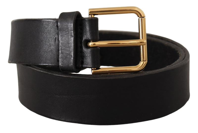 Elegant Black Leather Belt with Metal Buckle Dolce & Gabbana