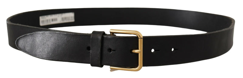 Elegant Black Leather Belt with Metal Buckle Dolce & Gabbana