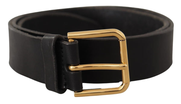 Elegant Black Leather Belt with Metal Buckle Dolce & Gabbana