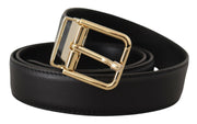 Elegant Black Leather Belt with Metal Buckle Dolce & Gabbana