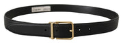 Elegant Black Leather Belt with Metal Buckle Dolce & Gabbana