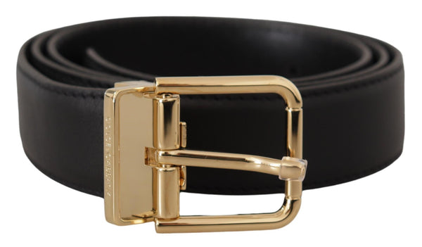 Elegant Black Leather Belt with Metal Buckle Dolce & Gabbana