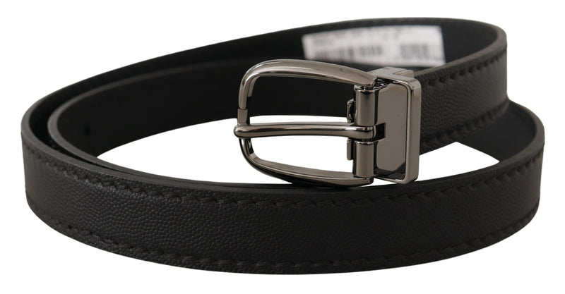 Elegant Black Leather Belt with Metal Buckle Dolce & Gabbana