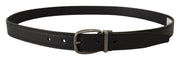 Elegant Black Leather Belt with Metal Buckle Dolce & Gabbana