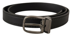 Elegant Black Leather Belt with Metal Buckle Dolce & Gabbana