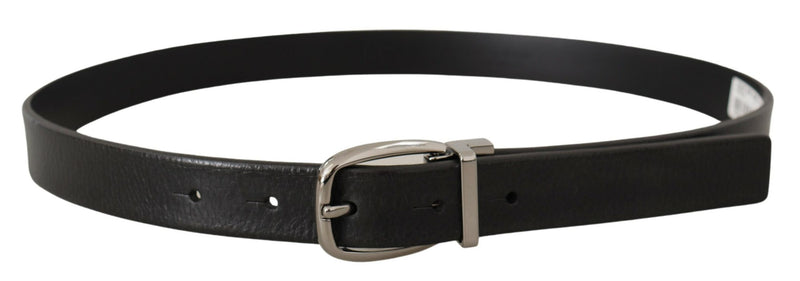 Elegant Black Leather Belt with Metal Buckle Dolce & Gabbana