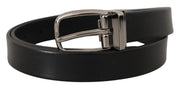 Elegant Black Leather Belt with Metal Buckle Dolce & Gabbana