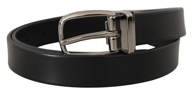 Elegant Black Leather Belt with Metal Buckle Dolce & Gabbana