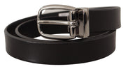 Elegant Black Leather Belt with Metal Buckle Dolce & Gabbana