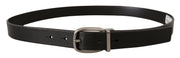 Elegant Black Leather Belt with Metal Buckle Dolce & Gabbana