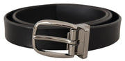 Elegant Black Leather Belt with Metal Buckle Dolce & Gabbana