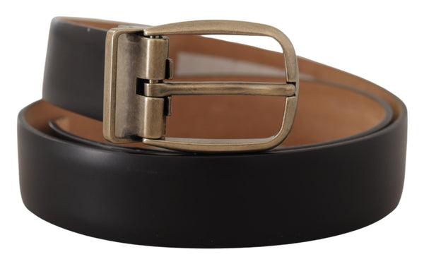 Elegant Black Leather Belt with Metal Buckle Dolce & Gabbana