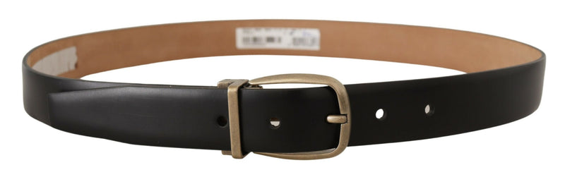 Elegant Black Leather Belt with Metal Buckle Dolce & Gabbana