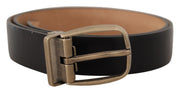 Elegant Black Leather Belt with Metal Buckle Dolce & Gabbana