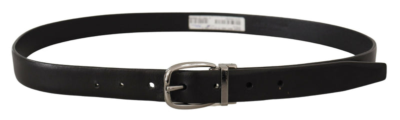 Elegant Black Leather Designer Belt Dolce & Gabbana