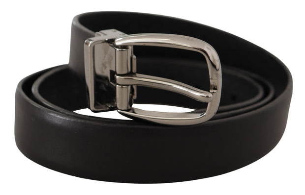 Elegant Black Leather Designer Belt Dolce & Gabbana