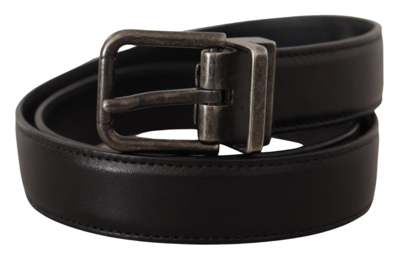 Elegant Black Leather Belt with Metal Buckle Dolce & Gabbana