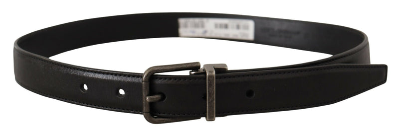 Elegant Black Leather Belt with Metal Buckle Dolce & Gabbana