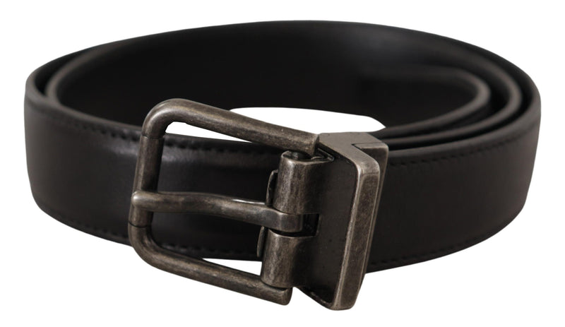 Elegant Black Leather Belt with Metal Buckle Dolce & Gabbana